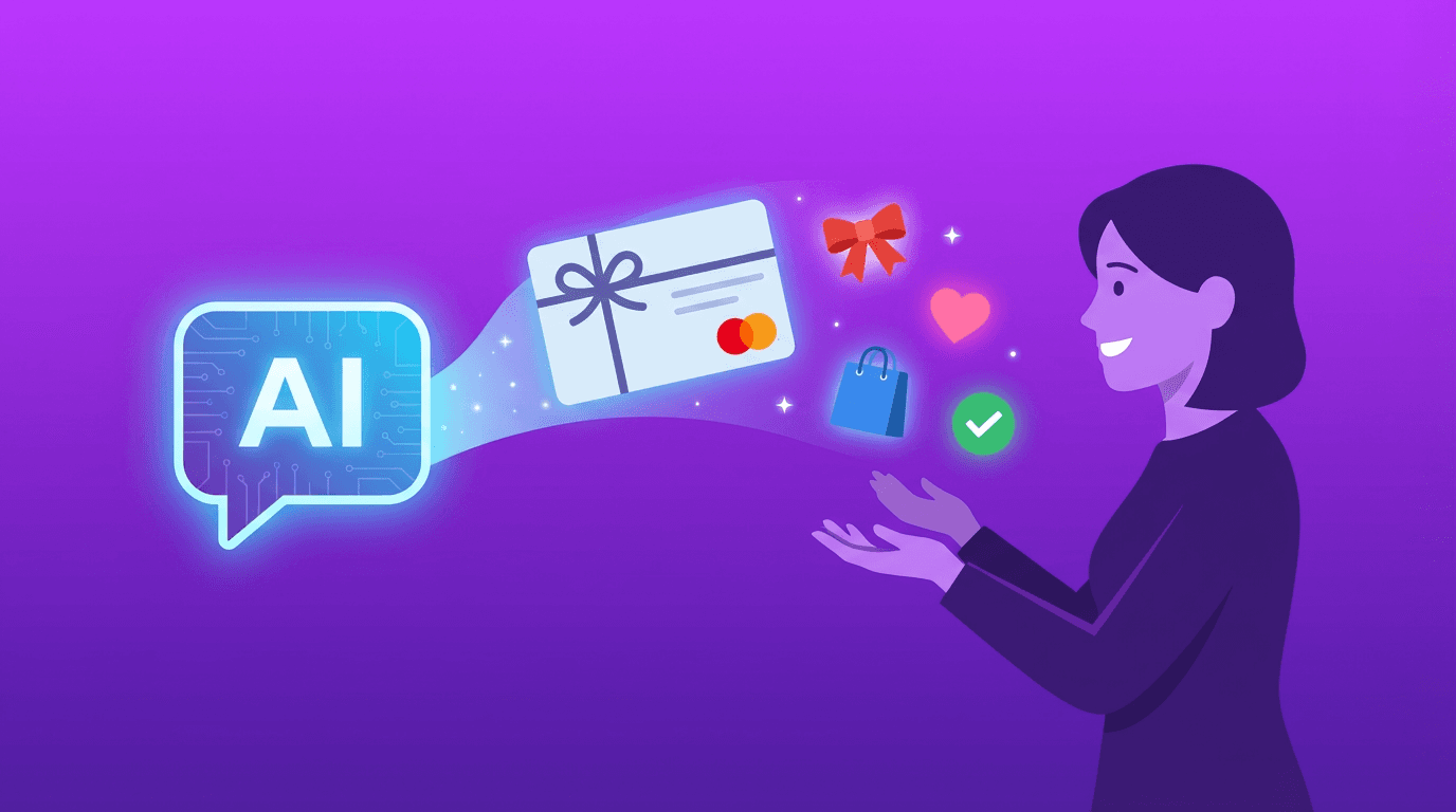 AI chatbot recommending gift cards to a shopper